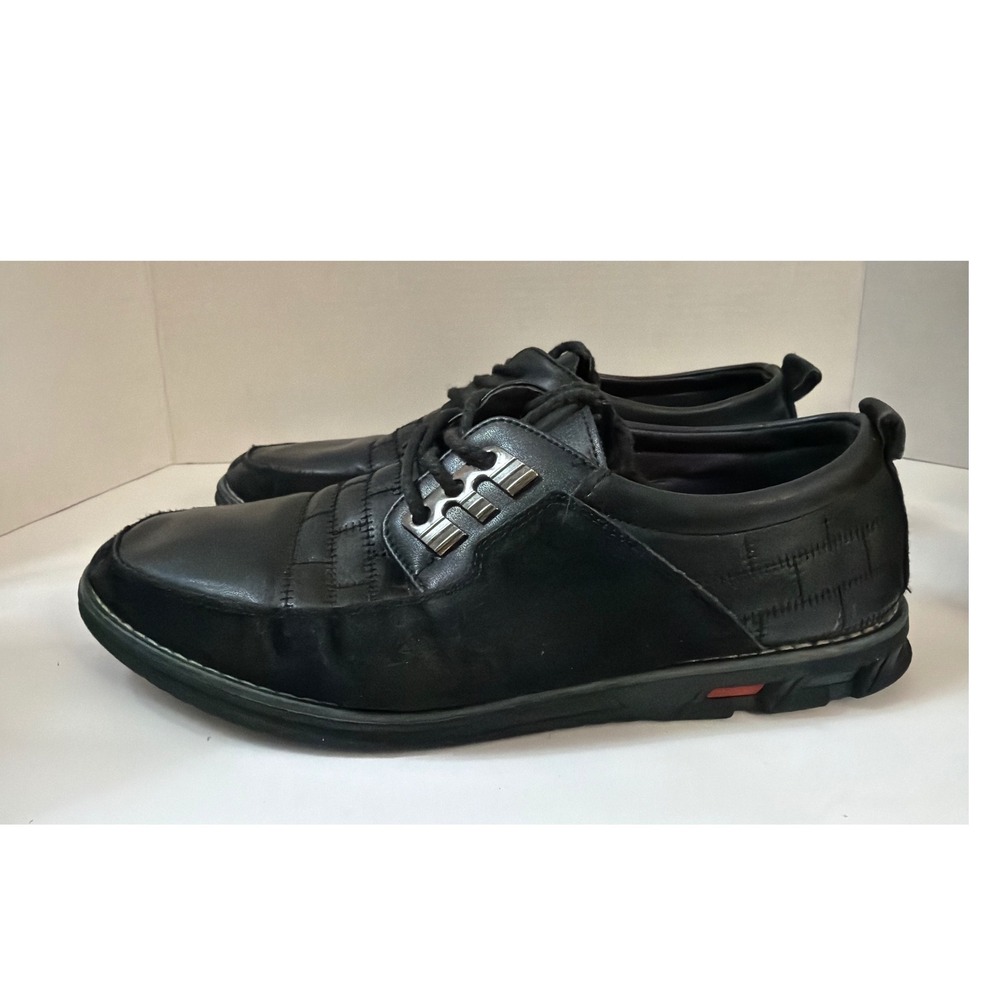 Mens GATSBY Black Leather Suede Mixed Media Lace Up Shoes Size 9 USA‎